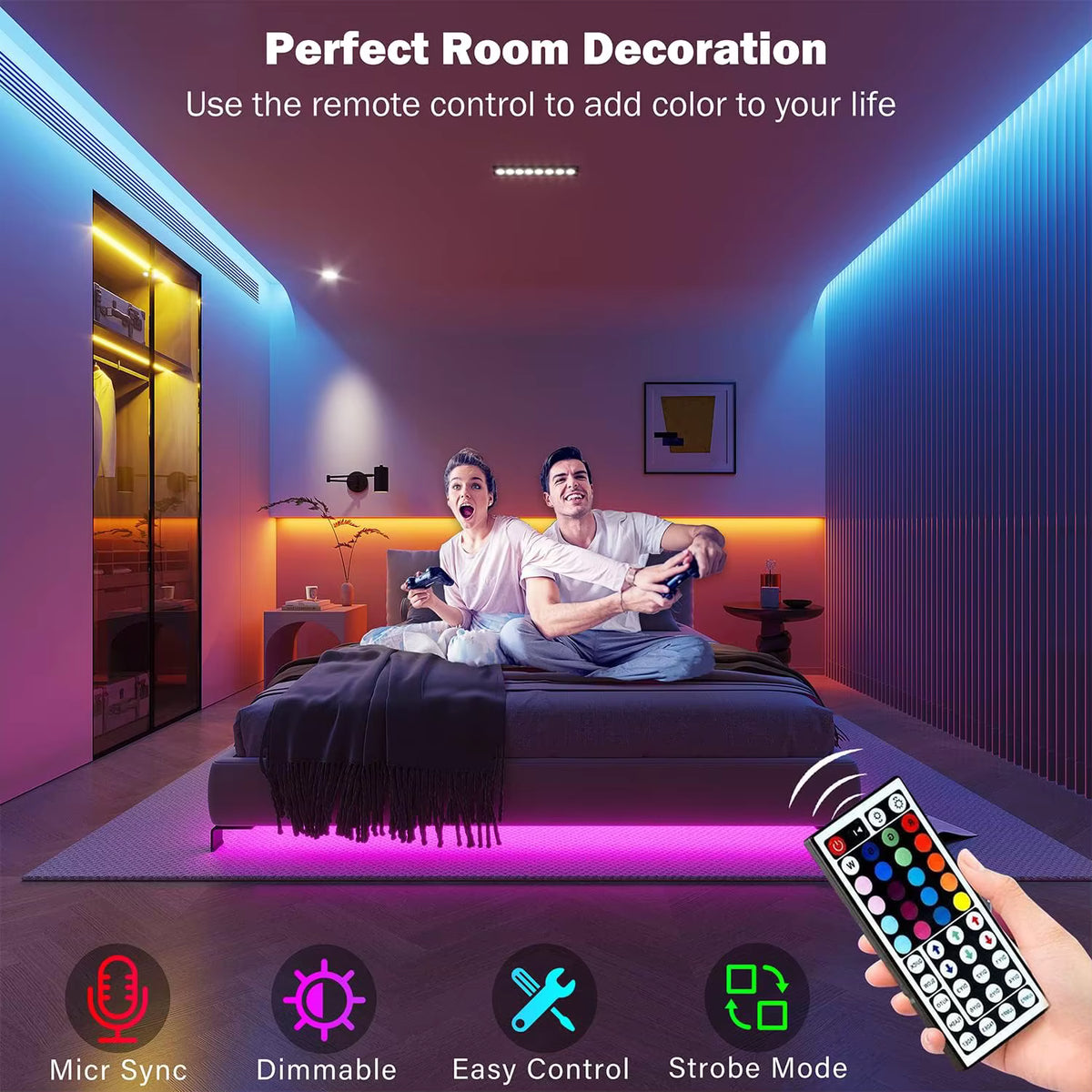 RGB LED Strip Lights with App/Remote Control