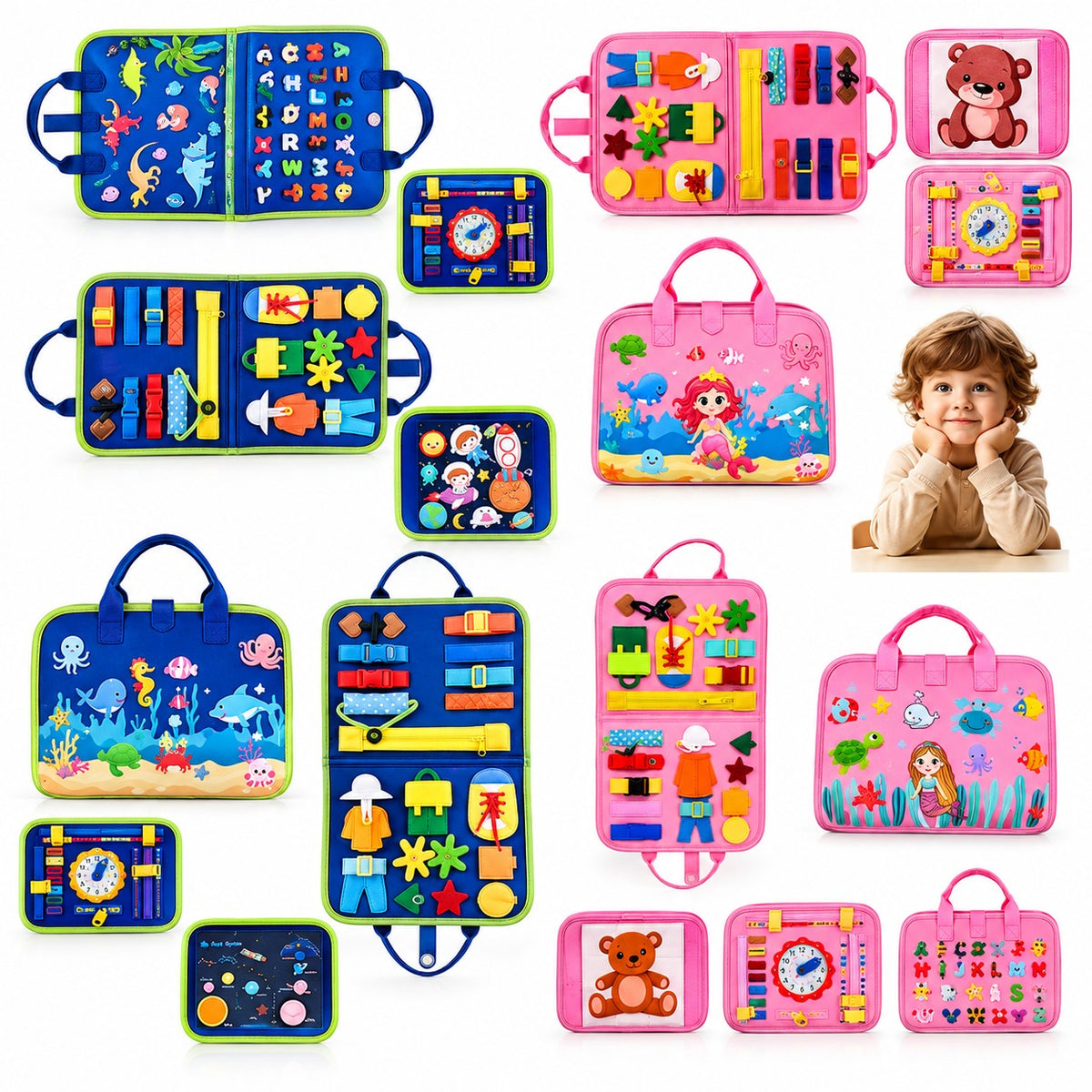 Busy Board Montessori Toy, Educational Learning Activity Board for Kids