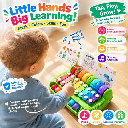 2-in-1 Baby Musical Toy – Piano & Percussion with 8 Sounds