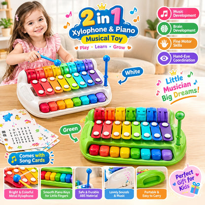 2-in-1 Baby Musical Toy – Piano & Percussion with 8 Sounds