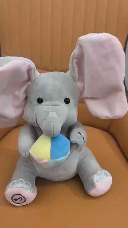 Peekaboo Elephant Plush Toy with Flappy Ears, Music & Sensory Play